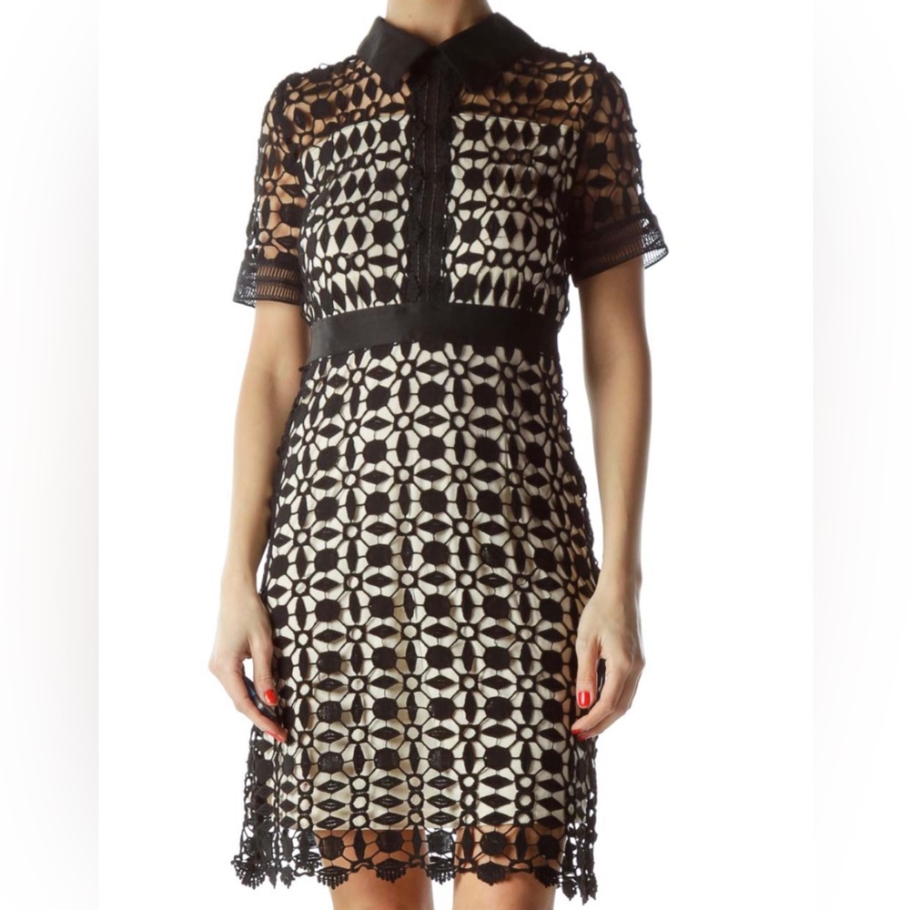 Aqua Black&Nude Lace Collar Dress (S)